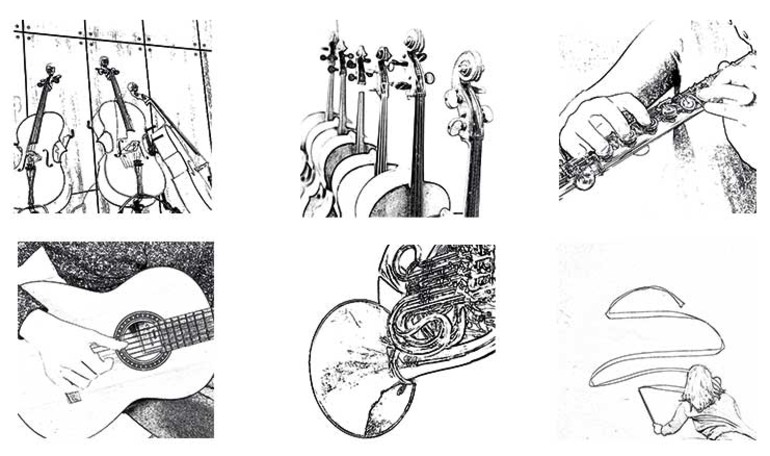Collage bild av Evas instrument